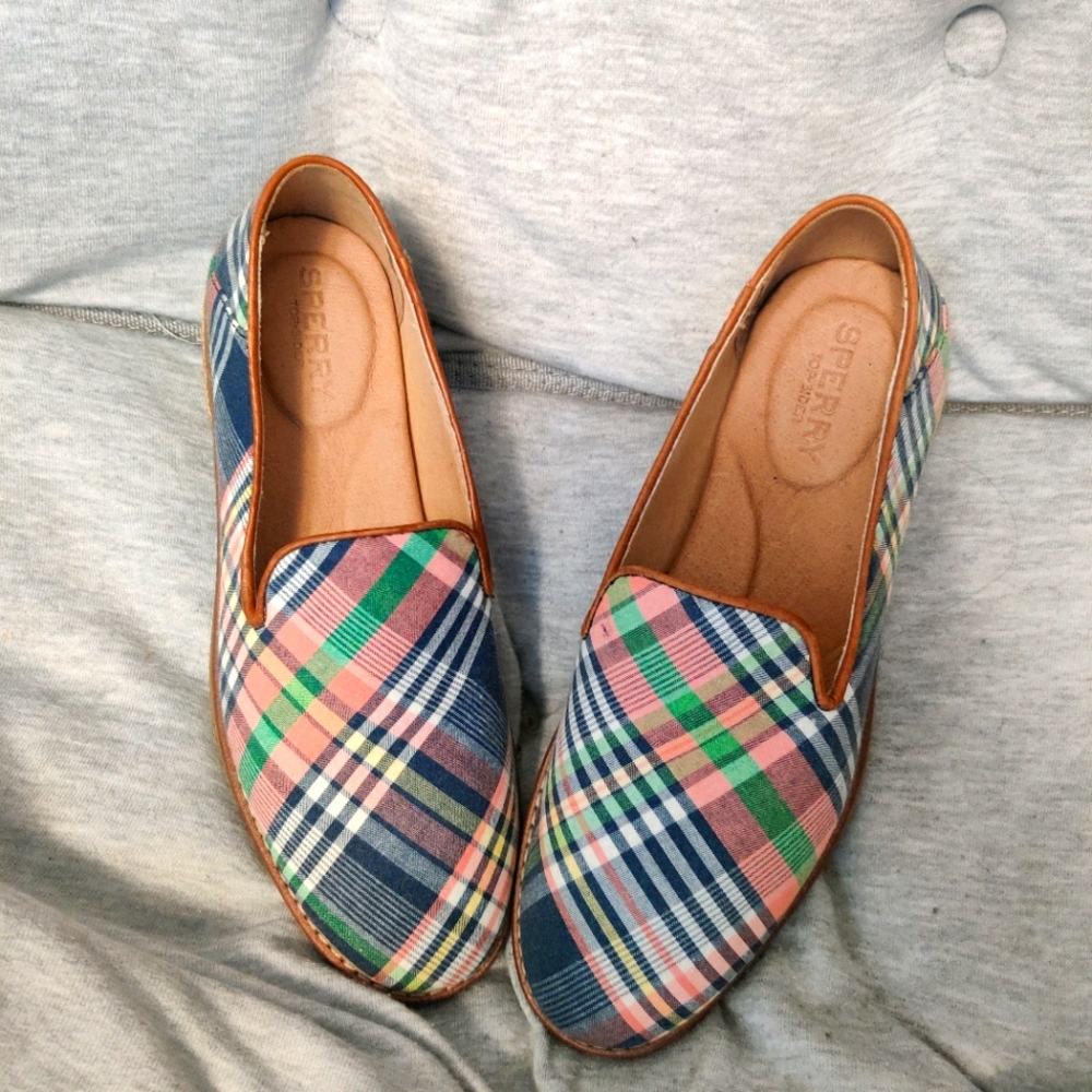 Sperry Plaid Madras Loafers Flat 5.5